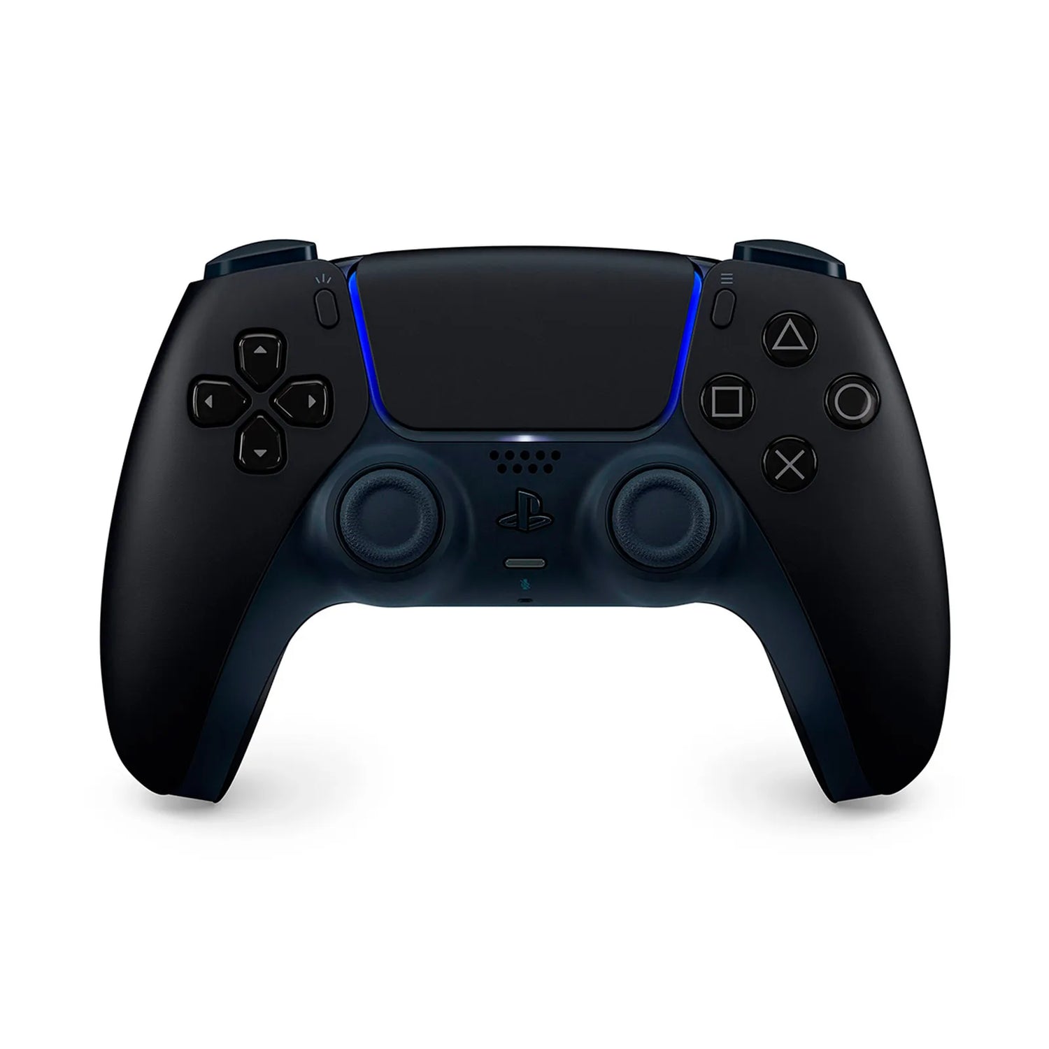 Control inalámbrico PlayStation DualSense Midnight Black con retroalimentación háptica y diseño cómodo.